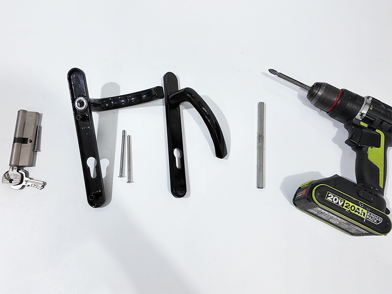 hinged door handle installation