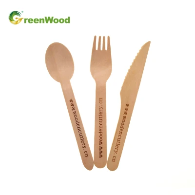 Set di posate in legno monouso biodegradabili all'ingrosso da 160 mm per asporto | Set di posate in legno all'ingrosso
