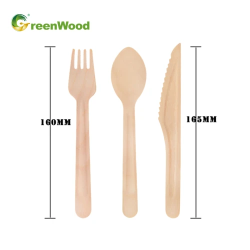 Disposable Wooden Cutlery Sets 160mm with Raised Handle | Wooden Cutlery Sets Wholesale