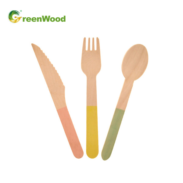 Vaisselle en bois jetable biodégradable avec couleur | Service de table en bois