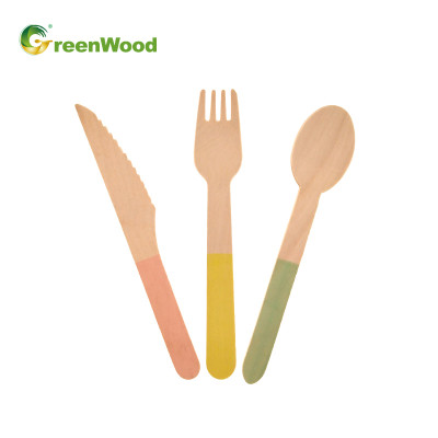 Biodegradable Disposable Wooden Tableware with Colour | Wooden tableware set