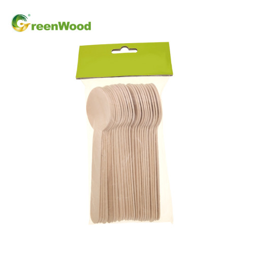 Custom Disposable Wooden Cutlery Sets in OPP Bag with Hanger | Wooden tableware set