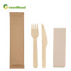 Set di posate in legno monouso biodegradabili all'ingrosso con sacchetto di carta | Set di posate in legno all'ingrosso