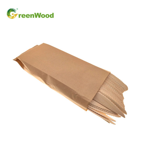 Disposable Wooden Cutlery Sets in Paper Bag 100pcs | Wooden tableware set