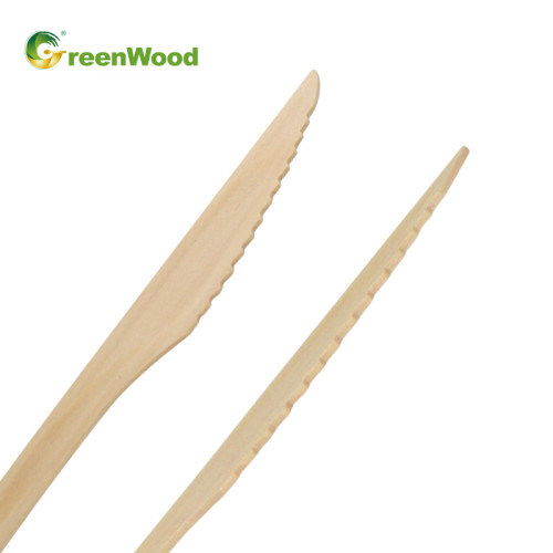 Eco-friendly Disposable Wooden knife 160mm with Raised Handle | Wooden cutlery sets Wholesale