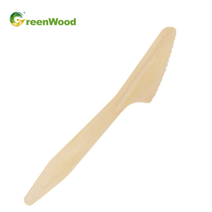 Compostable Disposable Wooden knife 185mm | Wooden cutlery sets Wholesale