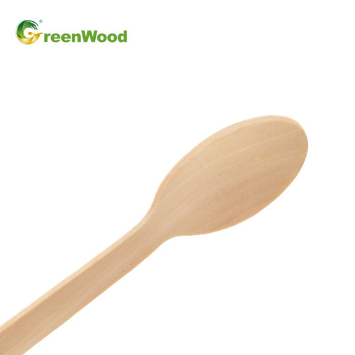 一次性木制迷你勺子 100mm | 木质圆头勺 | 木制冰淇淋勺批发