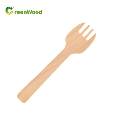 一次性木叉勺105mm | 蛋糕甜点勺| 环保降解餐具 |木制餐具套装批发