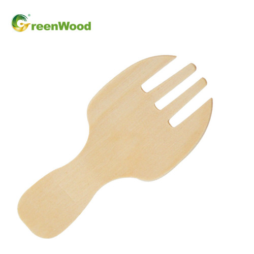 一次性木叉勺60mm| 迷你木茶勺 | 甜点木叉勺 | 木制餐具套装批发