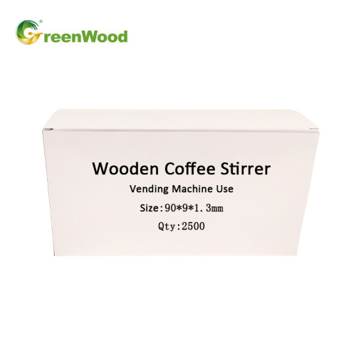 Einweg-Holzrührer für Tee in Papierbox | Hölzerne Kaffeerührer Großhandel