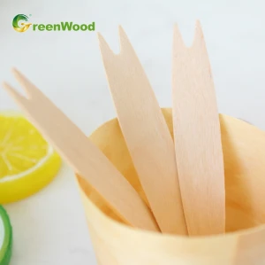 Disposable Wooden Fruit Forks 90mm | Small Fish Fruit Fork |  Wooden Fruit Forks Wholesale
