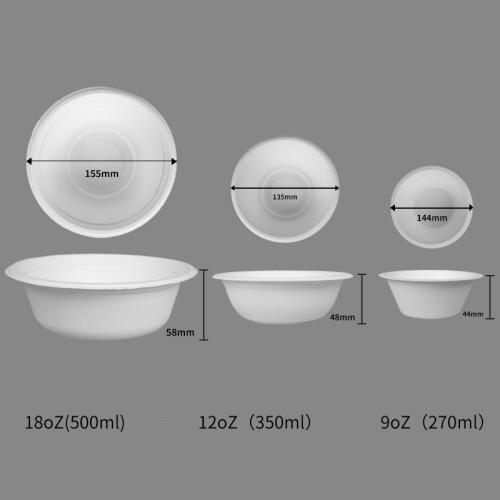 环保一次性可生物降解可堆肥甘蔗渣圆形碗带盖