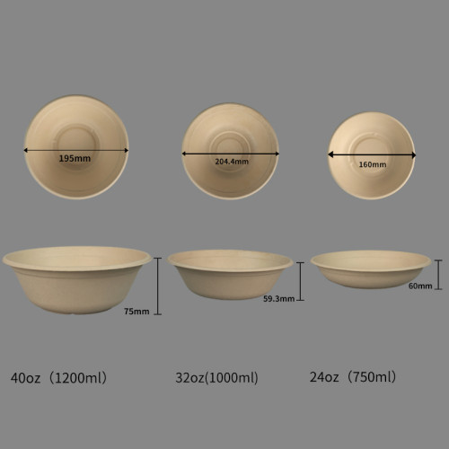 Série de bols ronds jetables en bagasse | BOL À SALADE