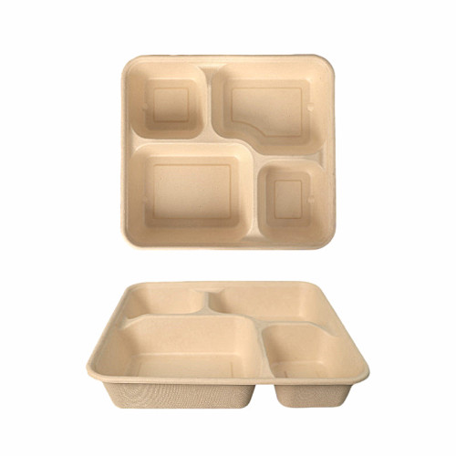 Bagasse Compostable Lunch Box with 4 Compartments