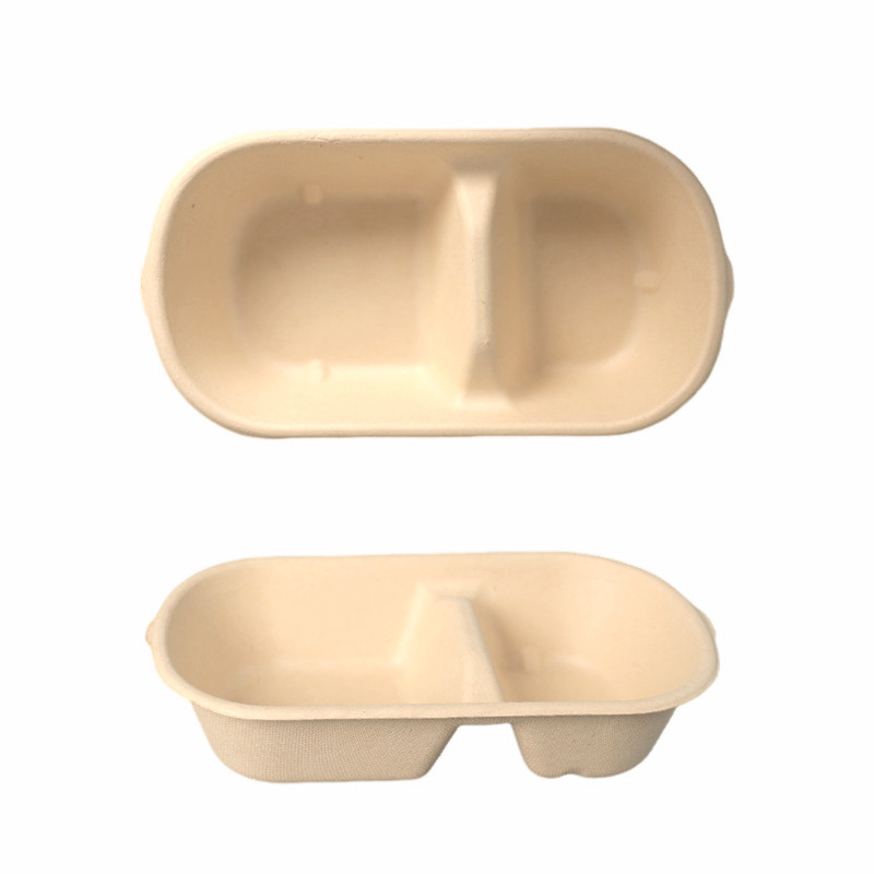 Bagasse Compostable Lunch Box with 2 Compartments | Bagasse Tableware ...