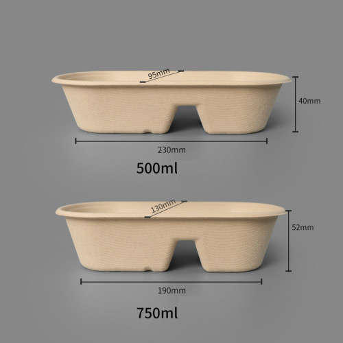 Bagasse Compostable Lunch Box with 2 Compartments