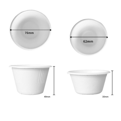 2 oz White ECO-Friendly Bagasse Round Condiment Cup