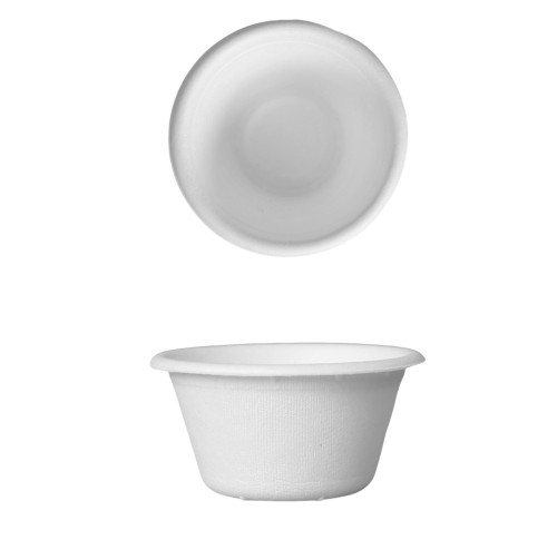 2 oz White ECO-Friendly Bagasse Round Condiment Cup