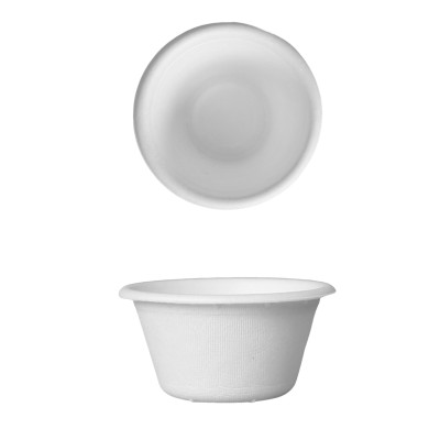 2 oz White ECO-Friendly Bagasse Round Condiment Cup