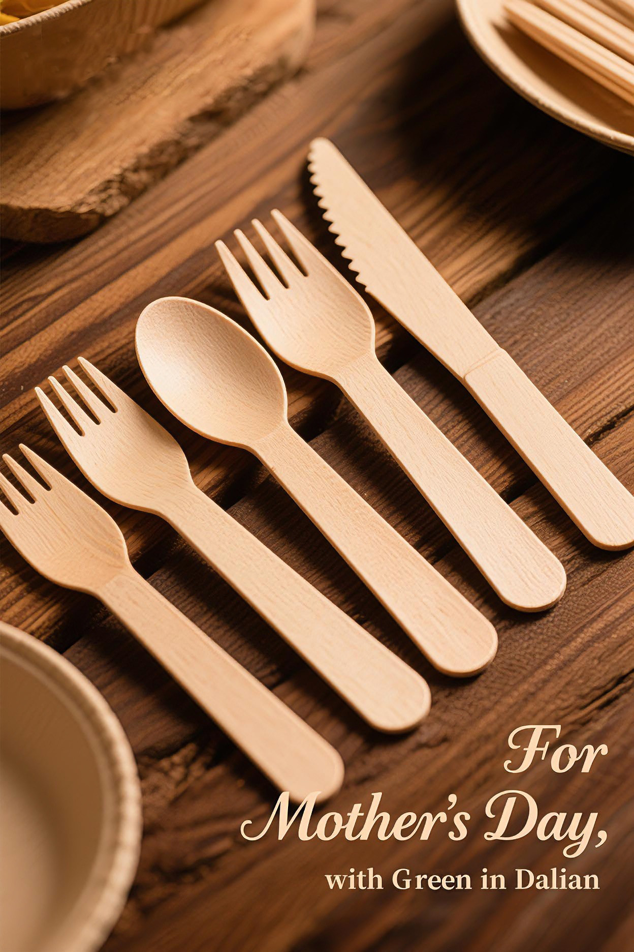 birch wood disposable cutlery