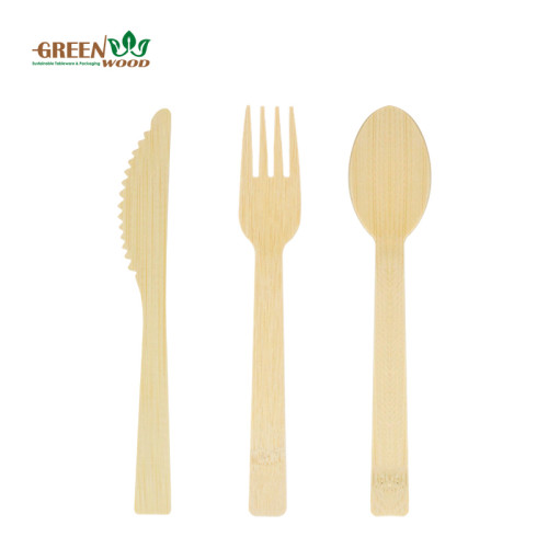 170mm Disposable Bamboo Cutlery Spoon Knife Fork Set for Take-out Bamboo Tableware Kits
