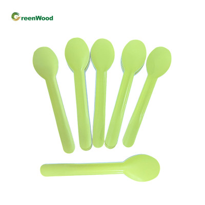 Wholesale 158mm paper spoons disposable biodegradable paper tableware