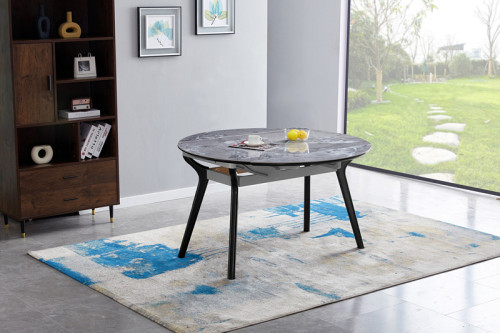 Dining Table Modern Round Retractable Dining Table Set