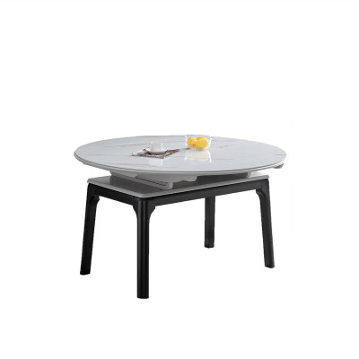 Extendable Round Dining Table Modern Design Rock Beam Top Table