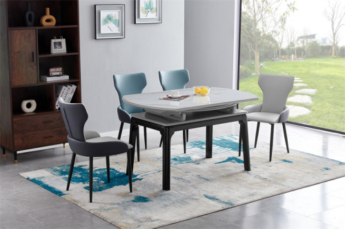 Extendable Round Dining Table Modern Design Rock Beam Top Table