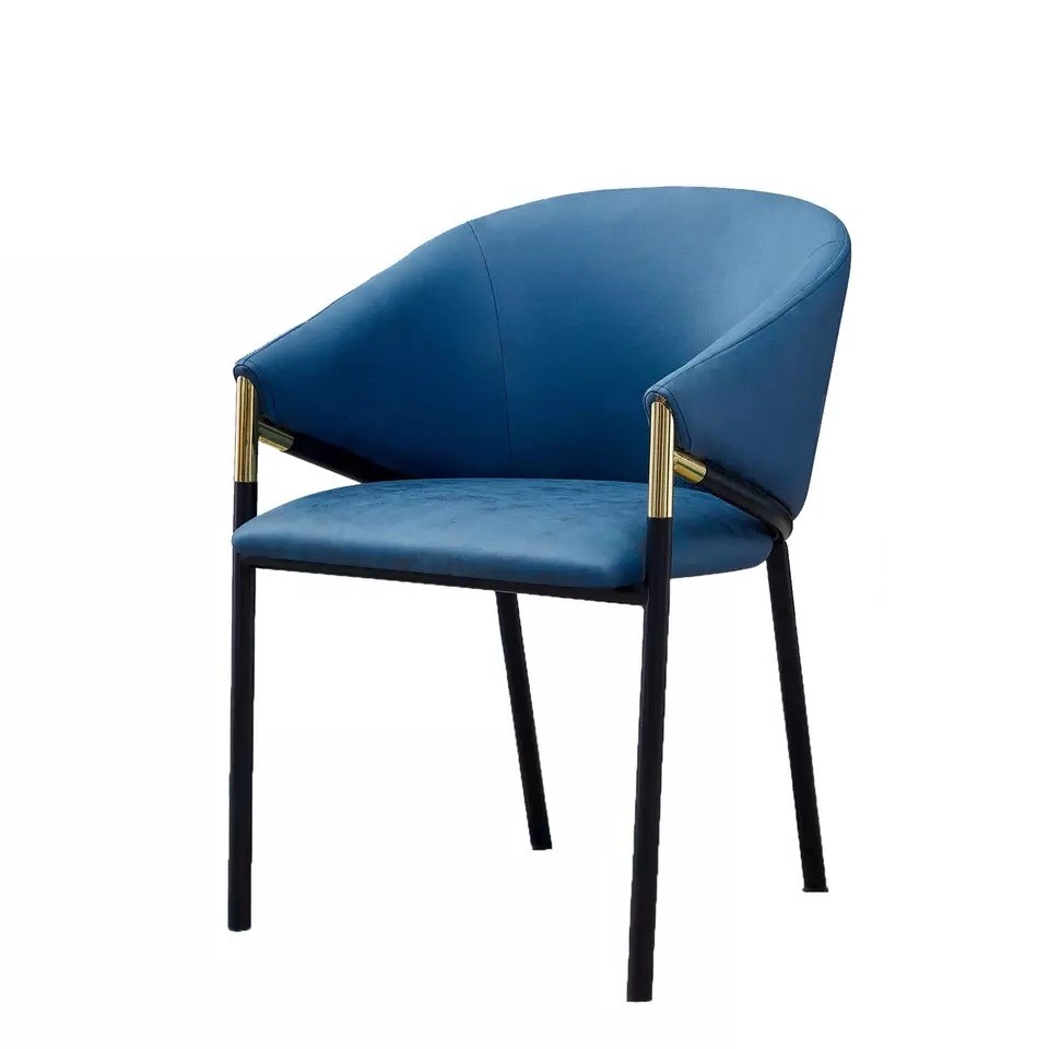 blue chair with metal leg