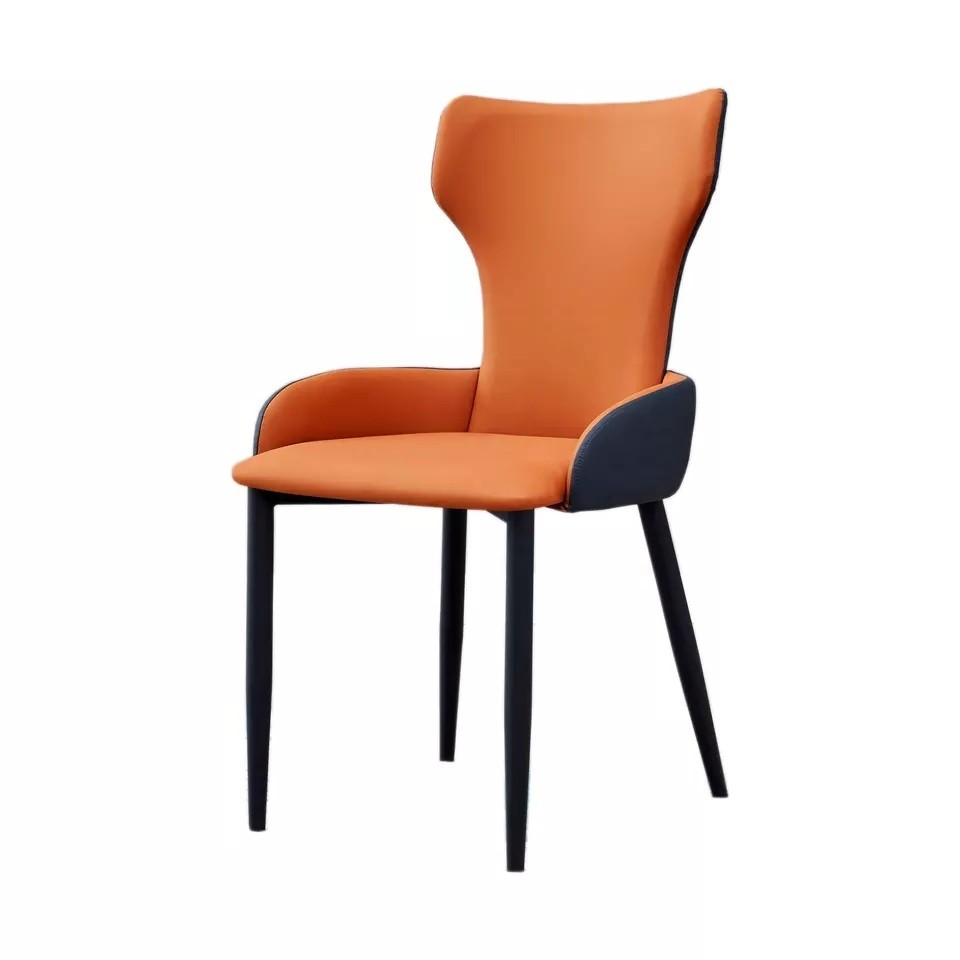 orange leather dining chair