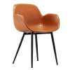 Living Room Armchairs Luxury PU Surface Back Powder Coated Round Tube Legs Dining Restaurant Chair