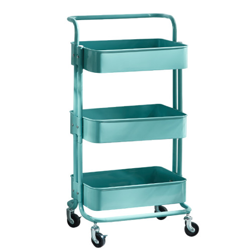 Home Use 3-Tier Storage Trolley China Manufacturer Rolling Metal Kitchen Storage Cart