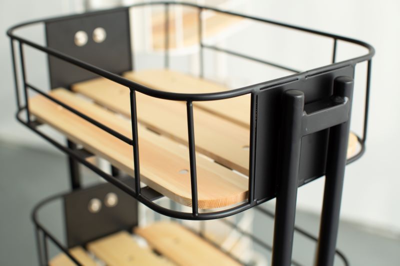 black basket storage trolley