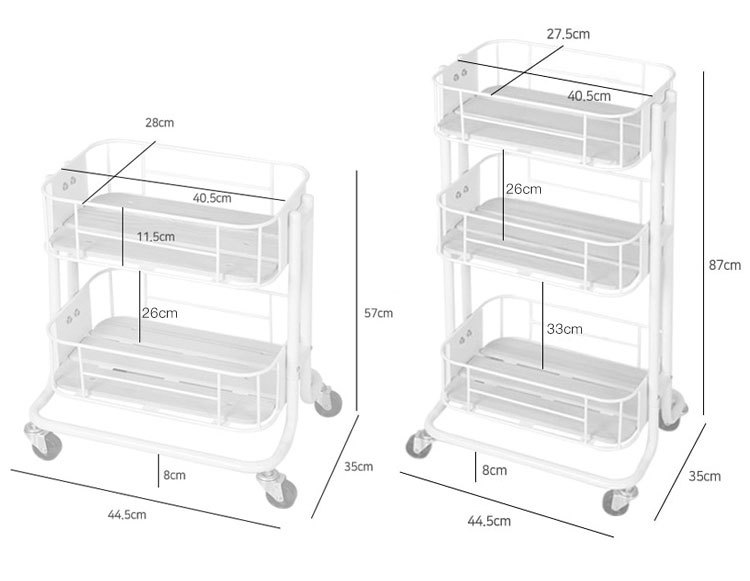 2/3 tiers of kitchen trolley