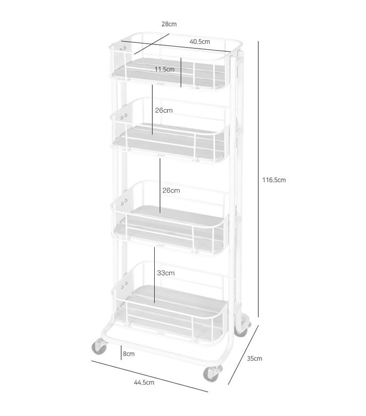 4 tiers kitchen trolleys