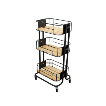 Wooden Metal Storage Trolley Movable Kitchen Cart