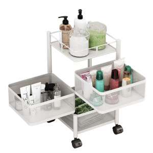 Multi-Layer Metal Rolling Storage Cart Storage Rack Square Baskets Storage Trolley