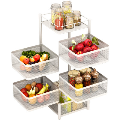 Multi-Layer Metal Rolling Storage Cart Storage Rack Square Baskets Storage Trolley