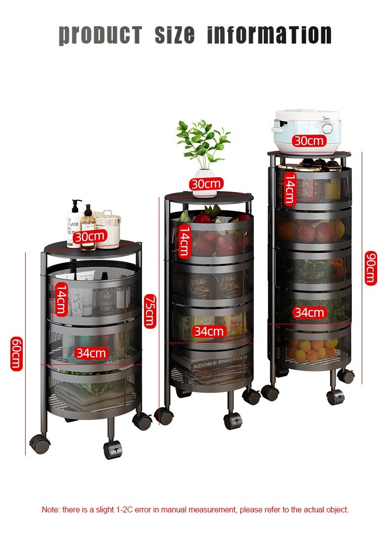 sizes of rotating storage carts