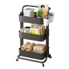 Home Use 3-Tier Storage Trolley Rolling Metal Kitchen Storage Cart