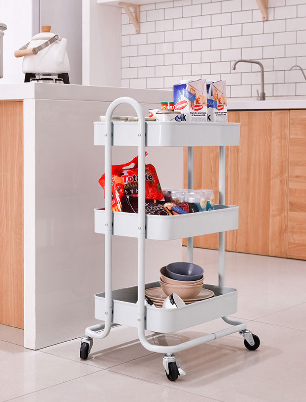 storage cart in the kitchen