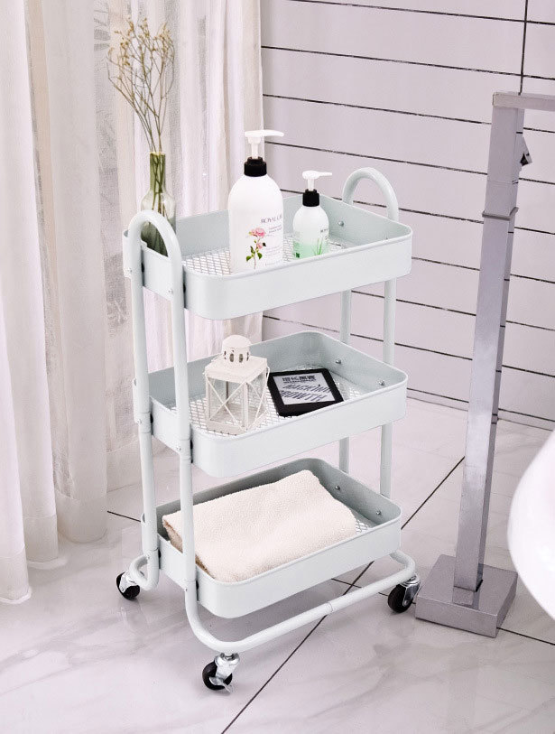 storage trolley in the bathroom