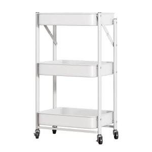 Foldable Metal Storage Rack Metal Folding Utility Kitchen Trolley Cart