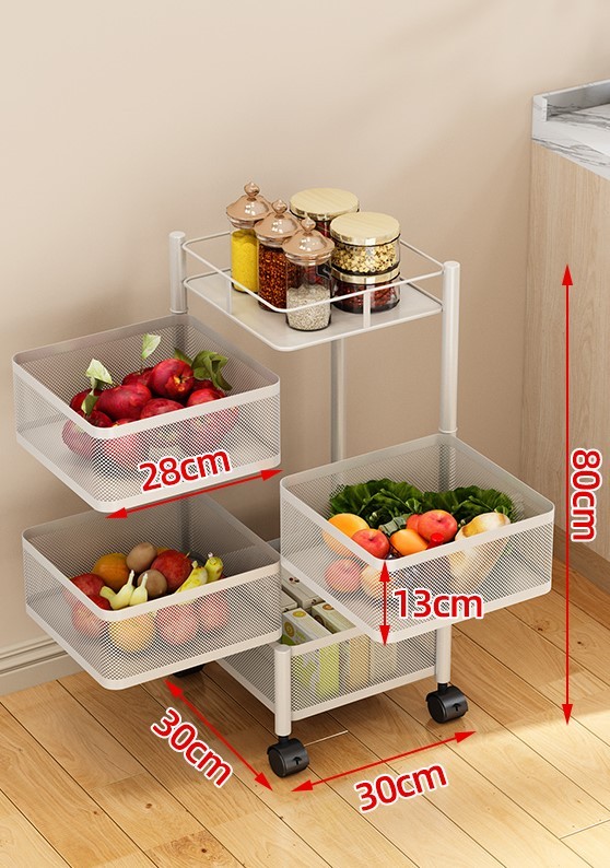 4-tier white rotating storage rack