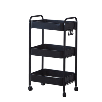 3-Tier Square Tube Shelf Metal Storage Trolley Rolling Carts