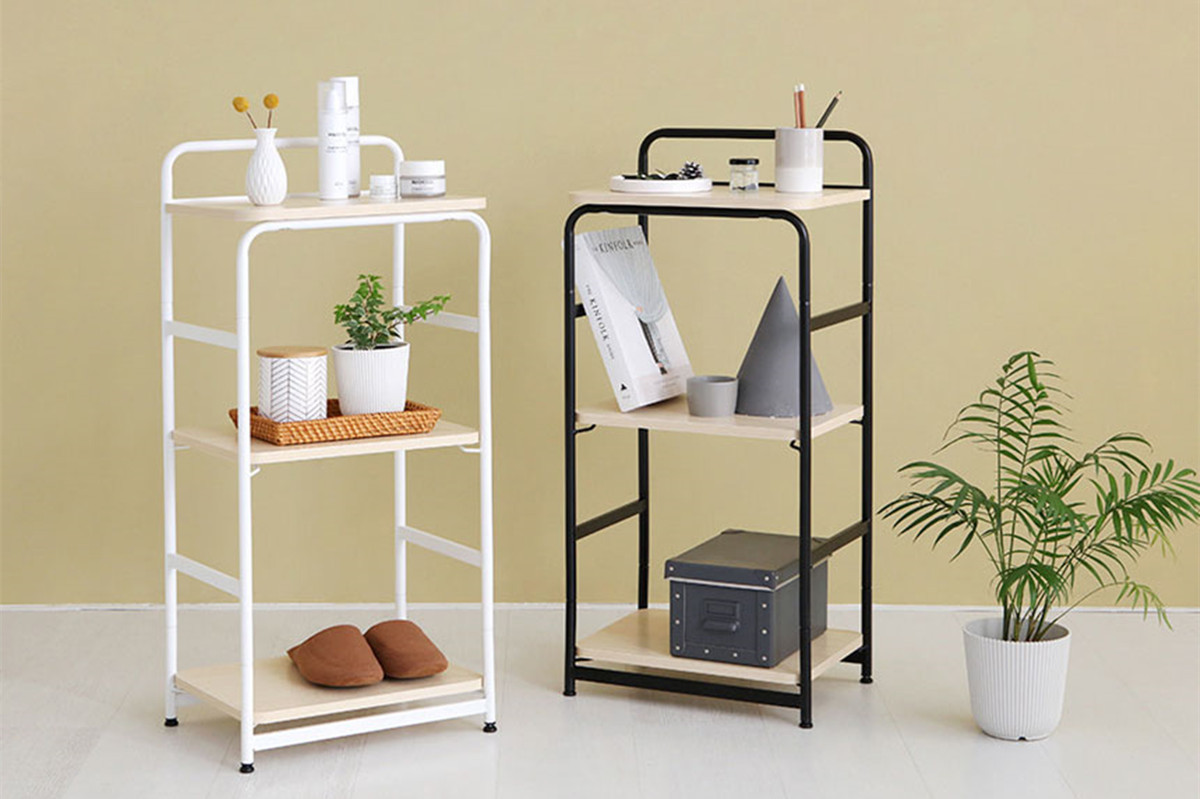 White and black storage shelf 