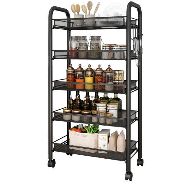 Metal Storage Rack Mobile Rolling Kitchen Storage Trolley Cart for Vegetable and Fruit