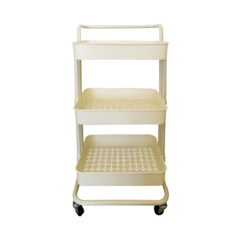 Storage Trolley 3-Tier Kitchen Cart with Metal Frame and Plastic Baskets