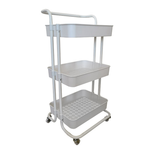 Storage Trolley 3-Tier Kitchen Cart with Metal Frame and Plastic Baskets